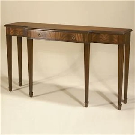 Aged Regency Mahogany Finished Sofa Table w/ Crotch Veneers & Dark Antique Brass Accents